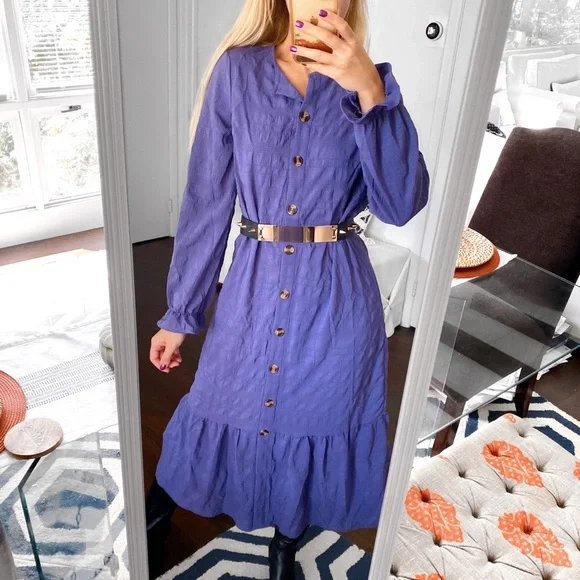 SHEIN Dresses Shein Boho Purple Ruffle Long Sleeve Maxi Dress